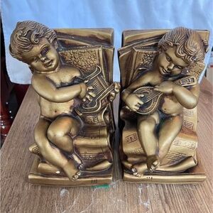 Gold Cherub Bookends